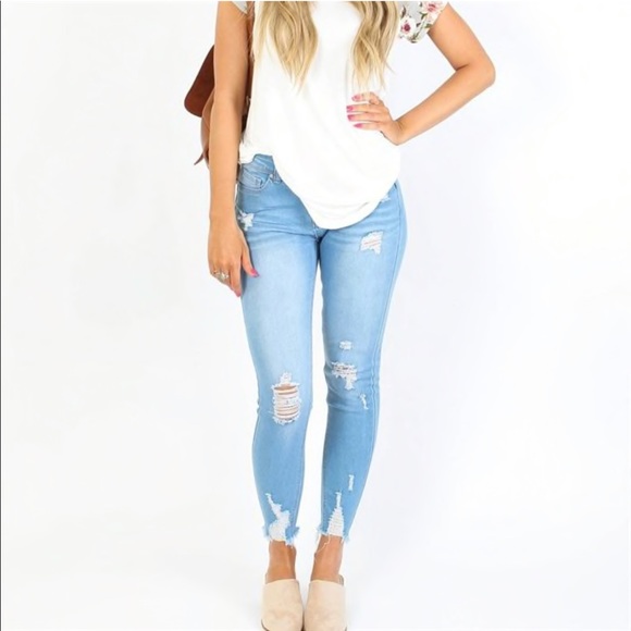 Wax Jean Denim - Light Distressed Denim Size 8